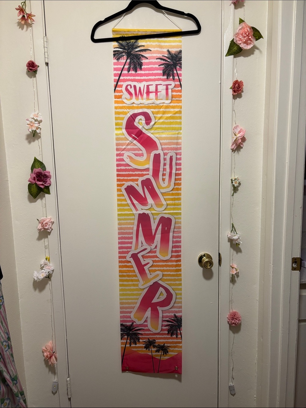Sweet Summer Vertical Tapestry Banner - Pink & Yellow